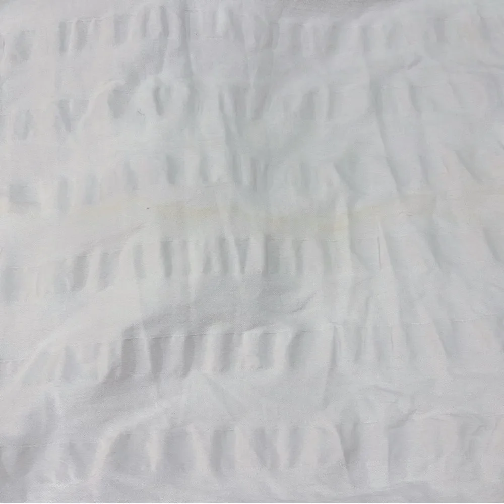 White Shower Curtain, Plastic Liner, Hooks, Bath Mat